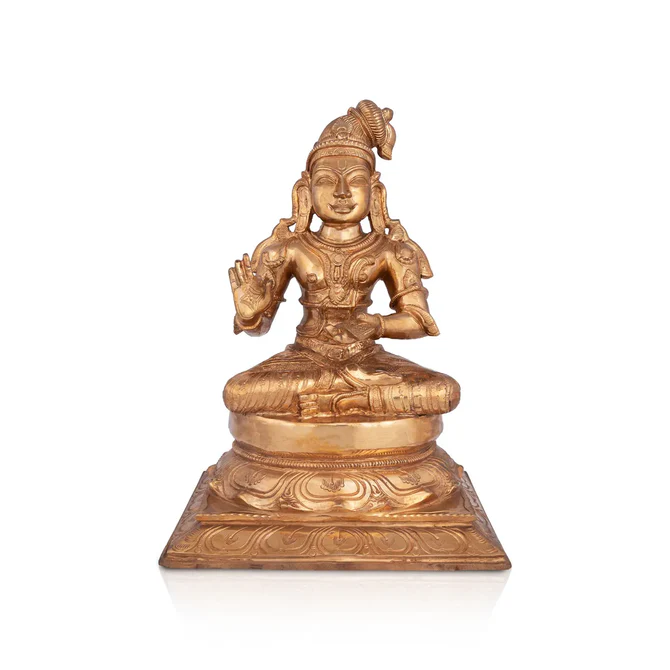 Nammazhwar Sitting on Base Murti- 12 x 9.5 Inches Panchaloha Idol